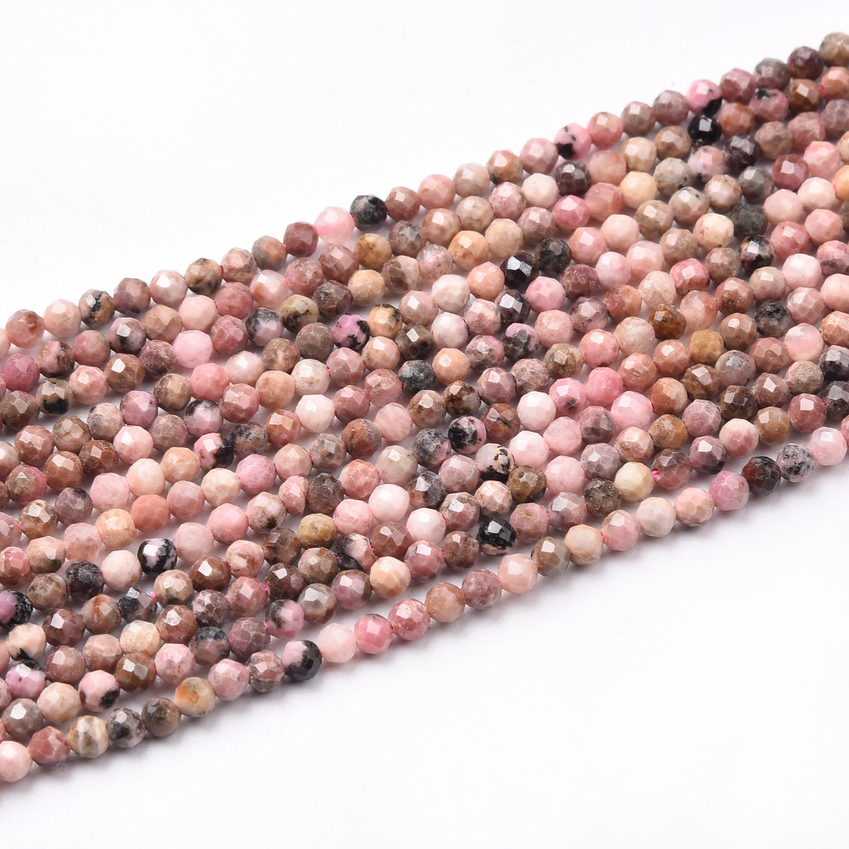 Pink / Black Spot Rhodonite Beads Strand