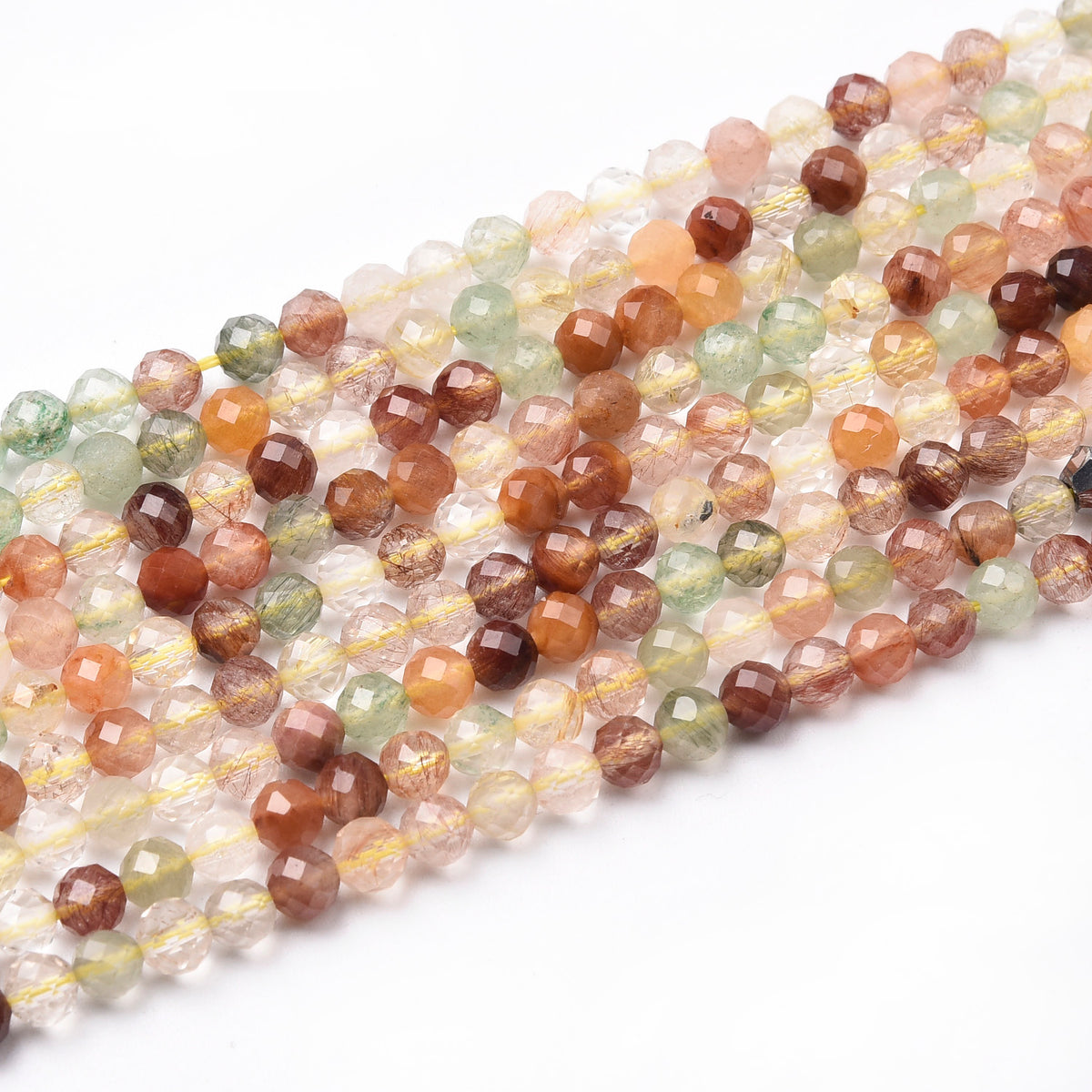 Multicolor Rutilated Quartz  Beads Strand