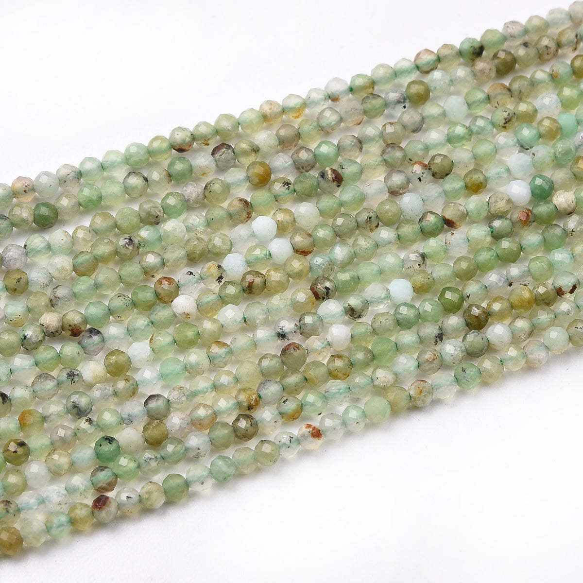 Green / Black Spot Chrysoprase  Beads Strand