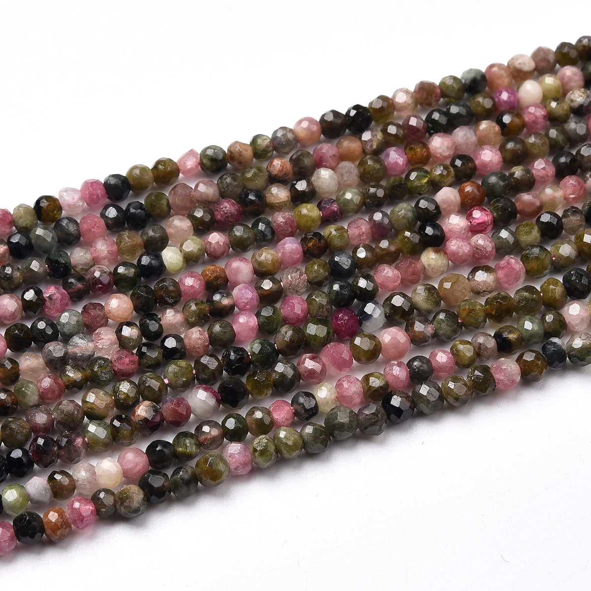 Black / Pink Tourmaline Beads Strand