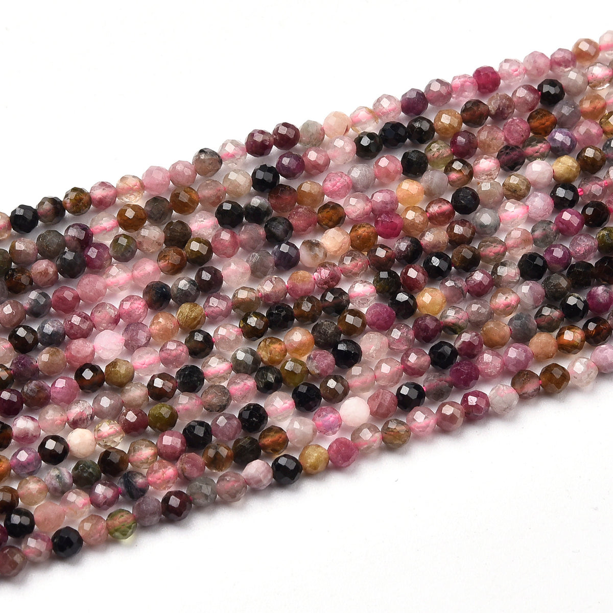 Black / Pink / Orange Tourmaline  Beads Strand