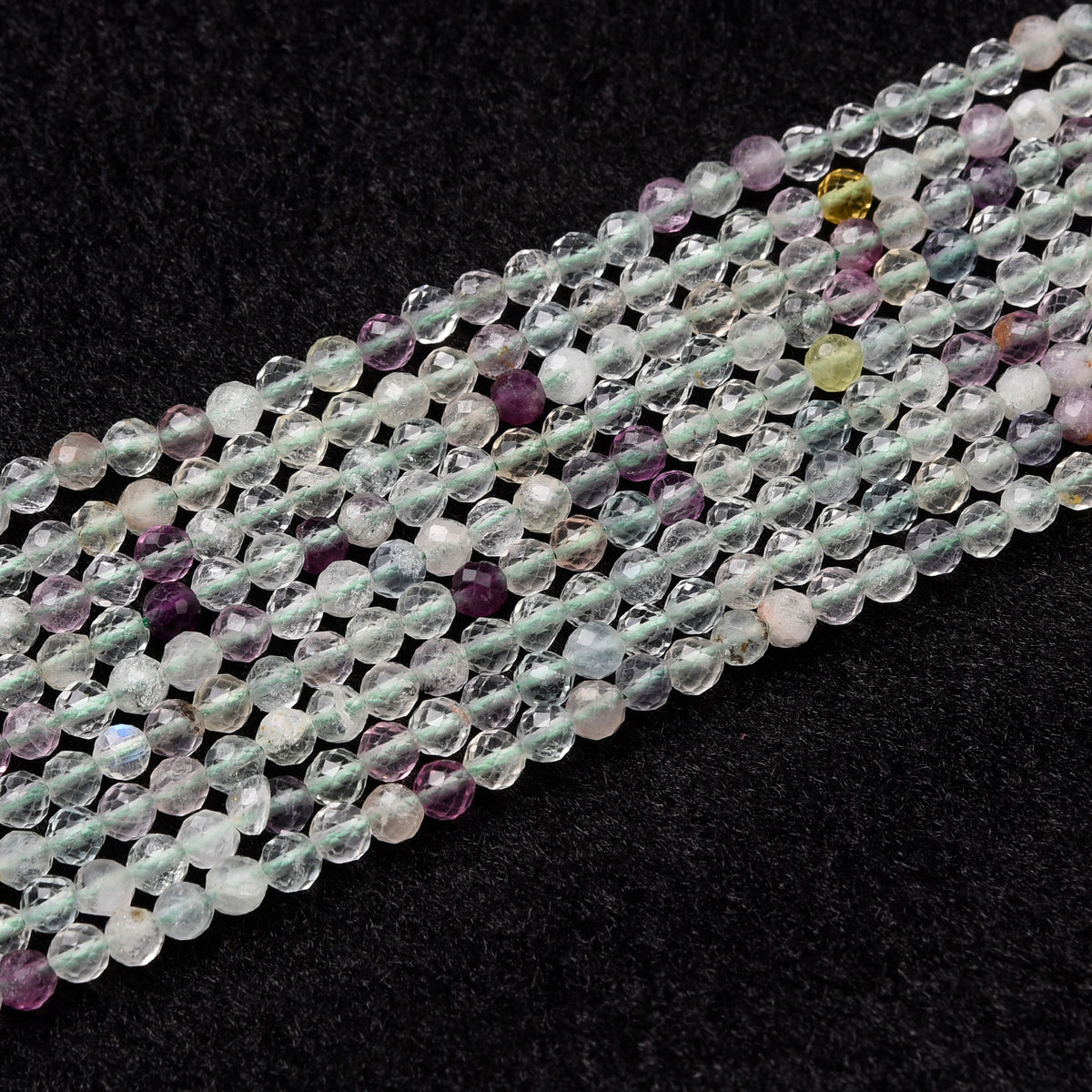 Green / Purple / Yellow Flourite  Beads Strand