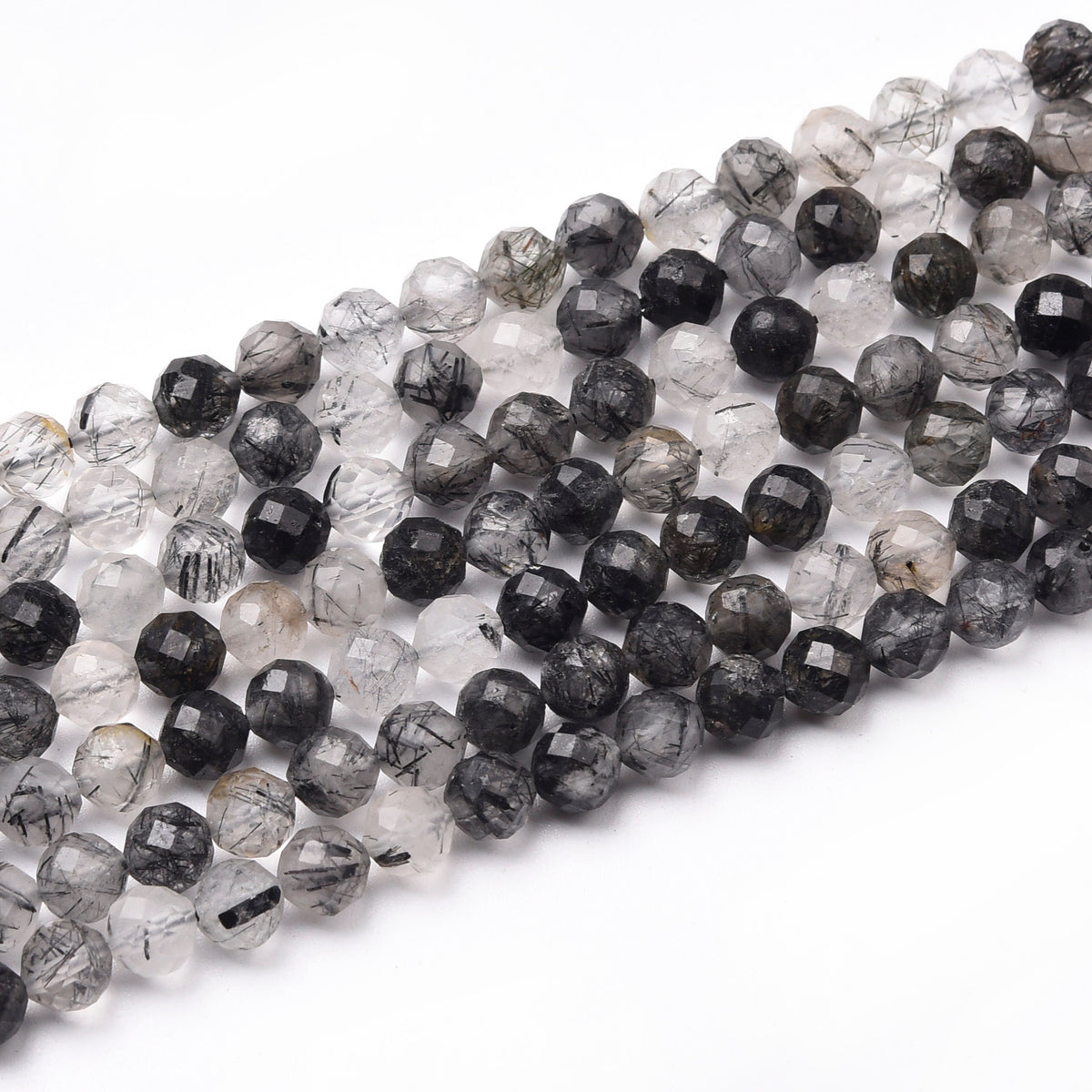 Black Rutilated Quartz  Beads Strand