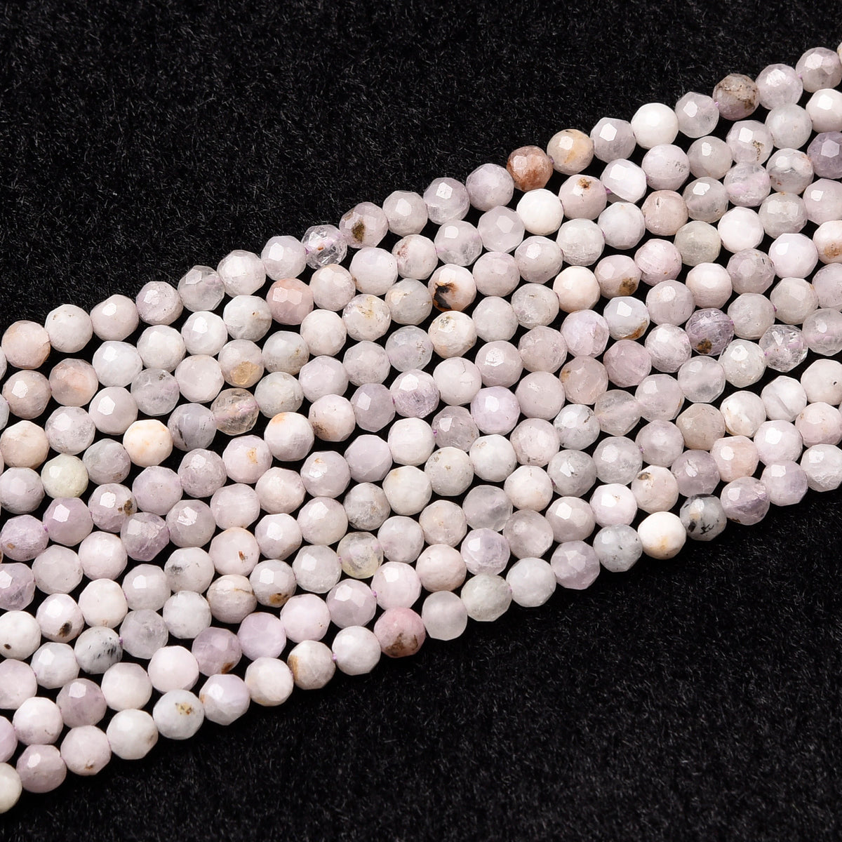 Pink / Black Spot Kunzite  Beads Strand