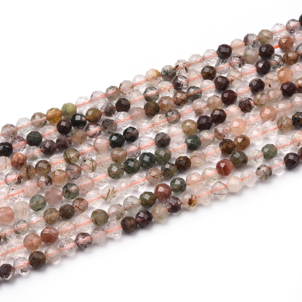 Multicolor Rutilated Quartz  Beads Strand