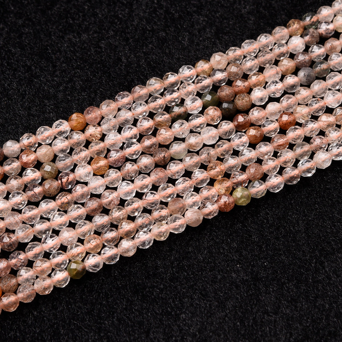 Multicolor Rutilated Quartz  Beads Strand