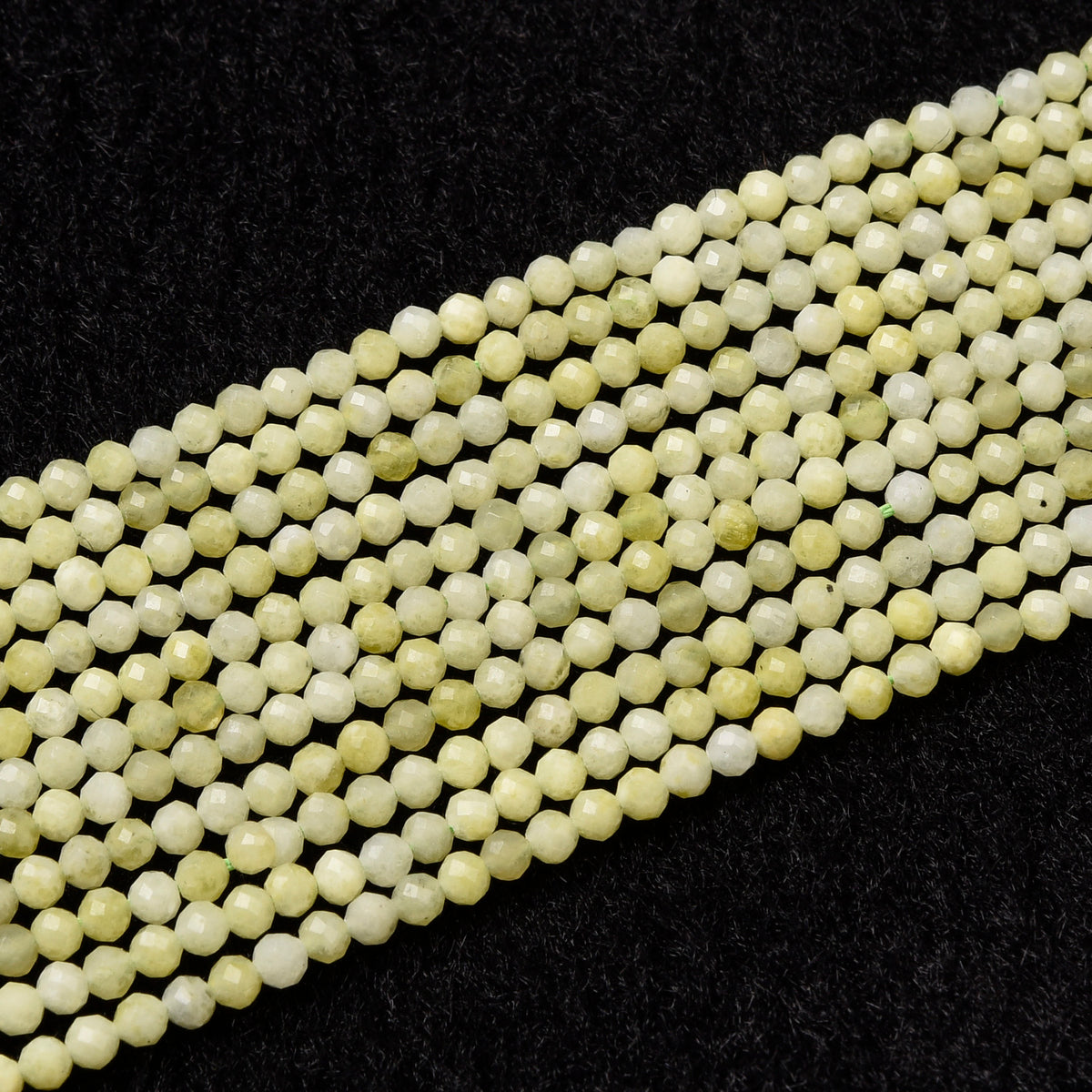 Yellow / Black Spot Lemon Jade  Beads Strand