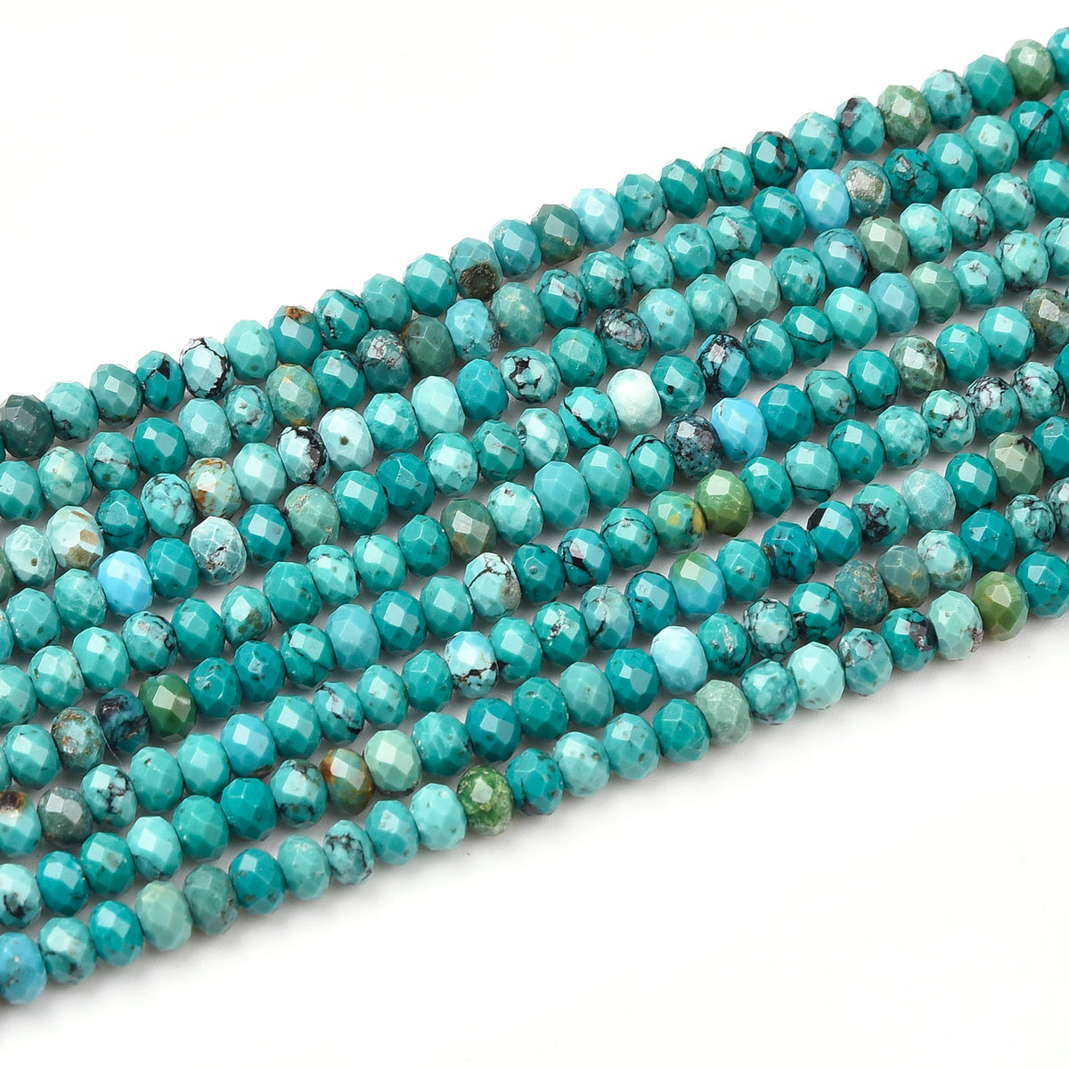 Blue / Teal / Black Spot Turquoise Beads Strand