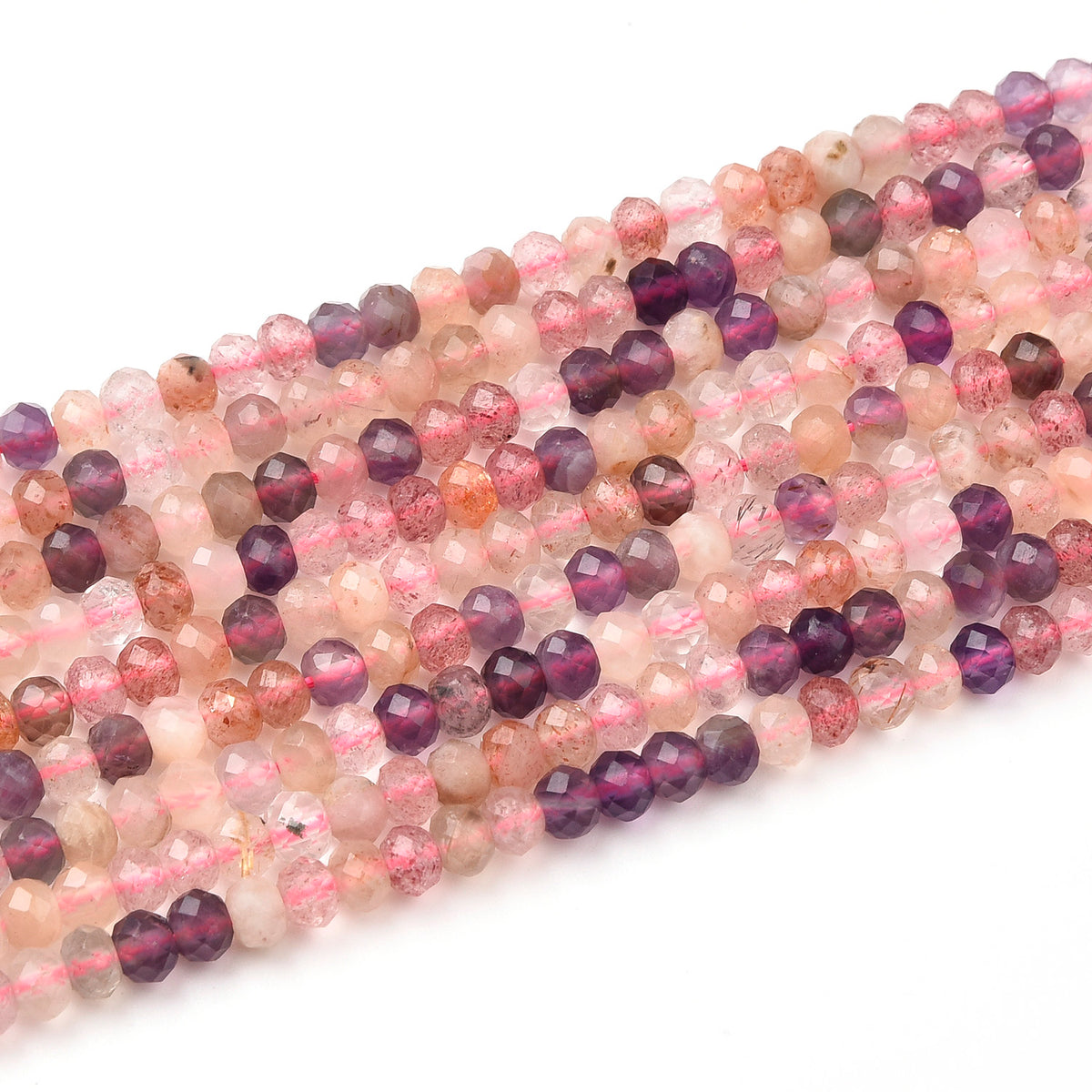 Orange / Pink / Purple Super Seven Beads Strand