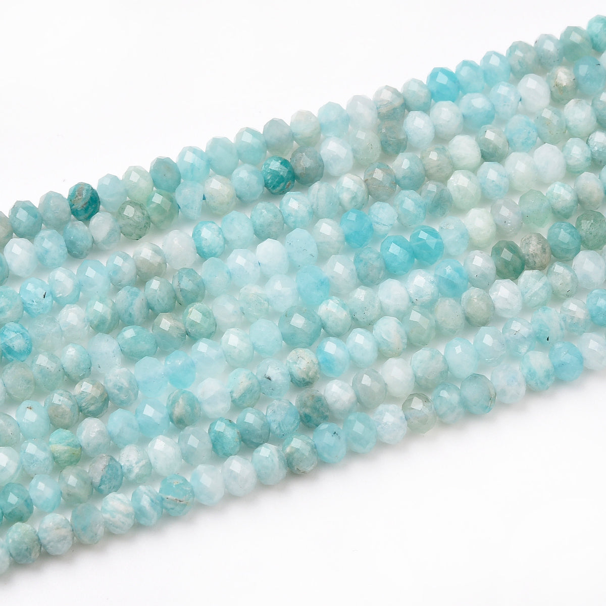 Light Blue / White / Blue Amazonite Beads Strand