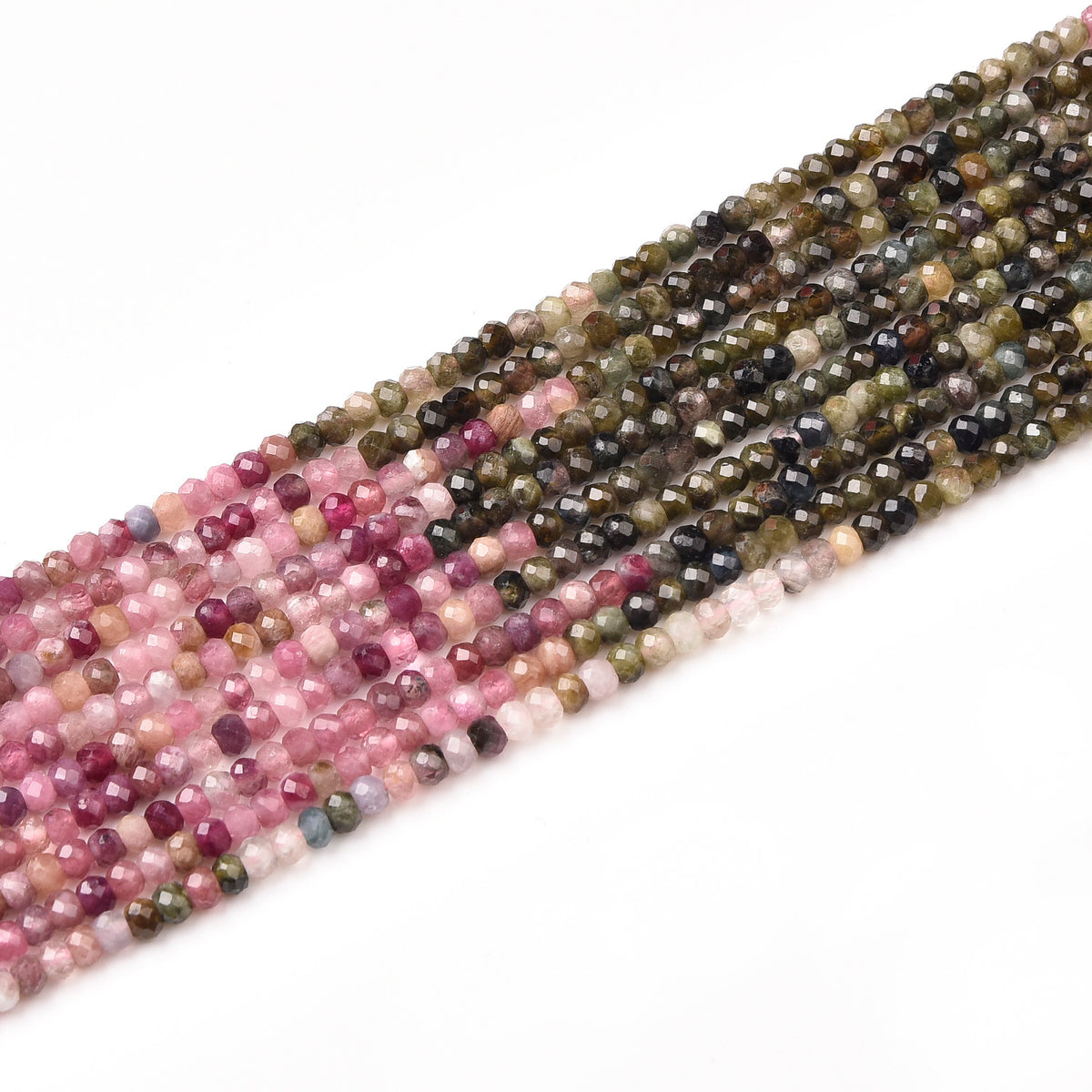 Mix Tourmaline Beads Strand (Green / Pink)