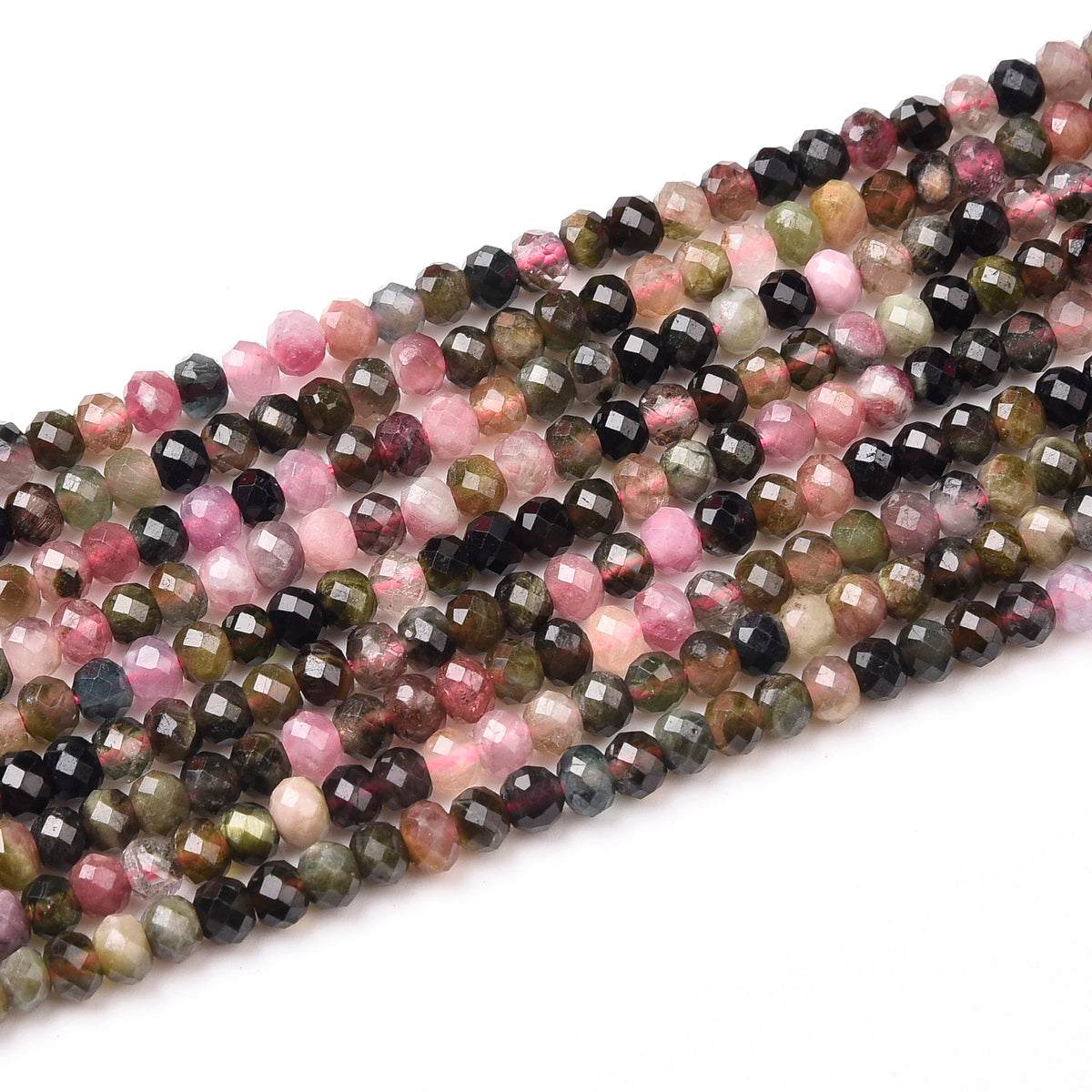 Mix Tourmaline Beads Strand (Pink / Deep Green /Green)