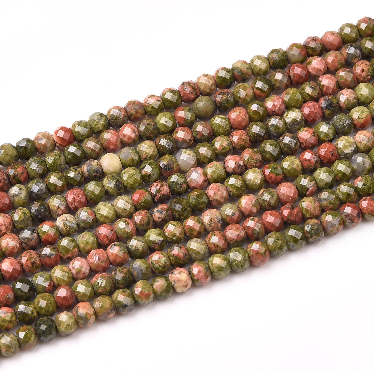 Green / Pink Unakite Beads Strand