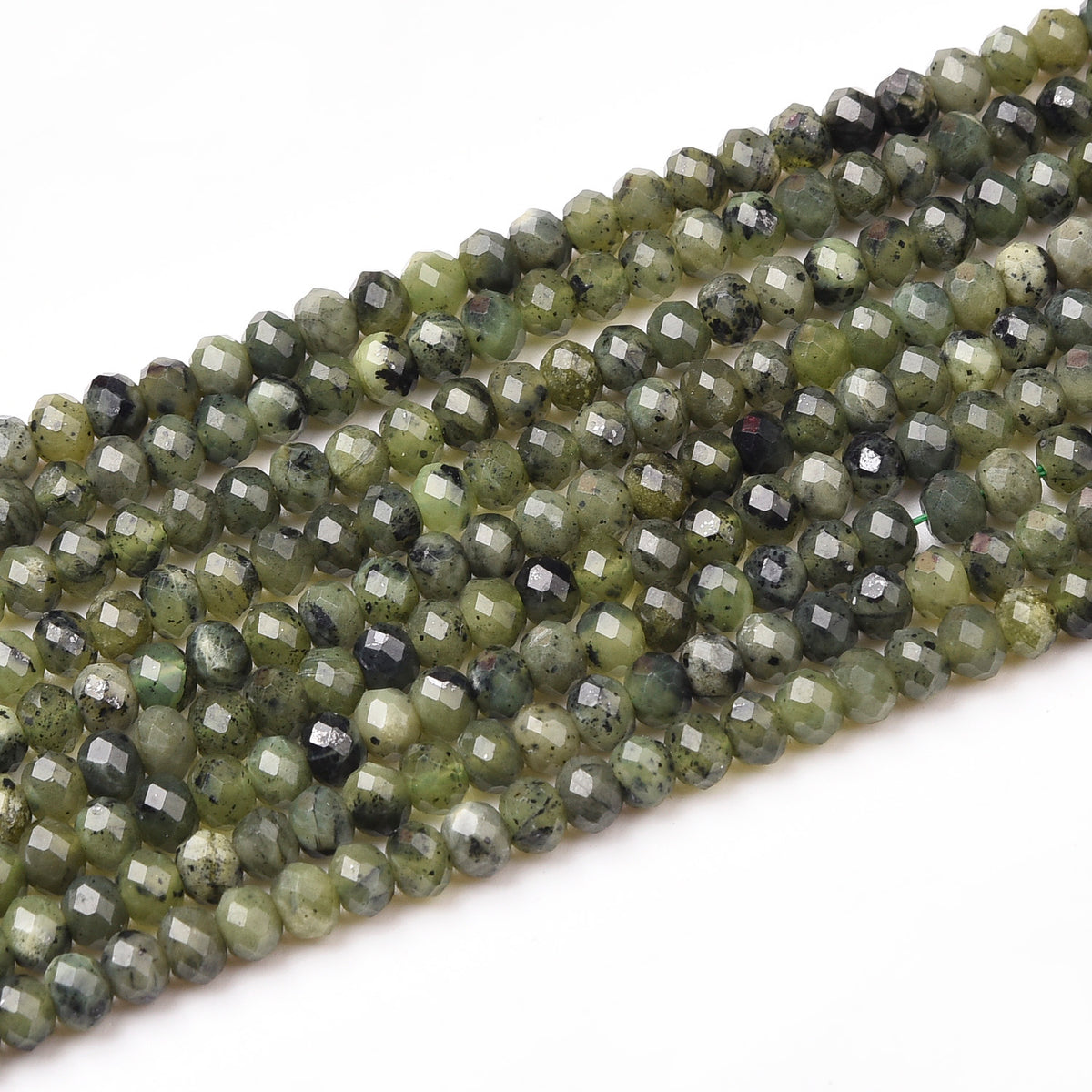 Green / Green Spot Canadian Jade Beads Strand