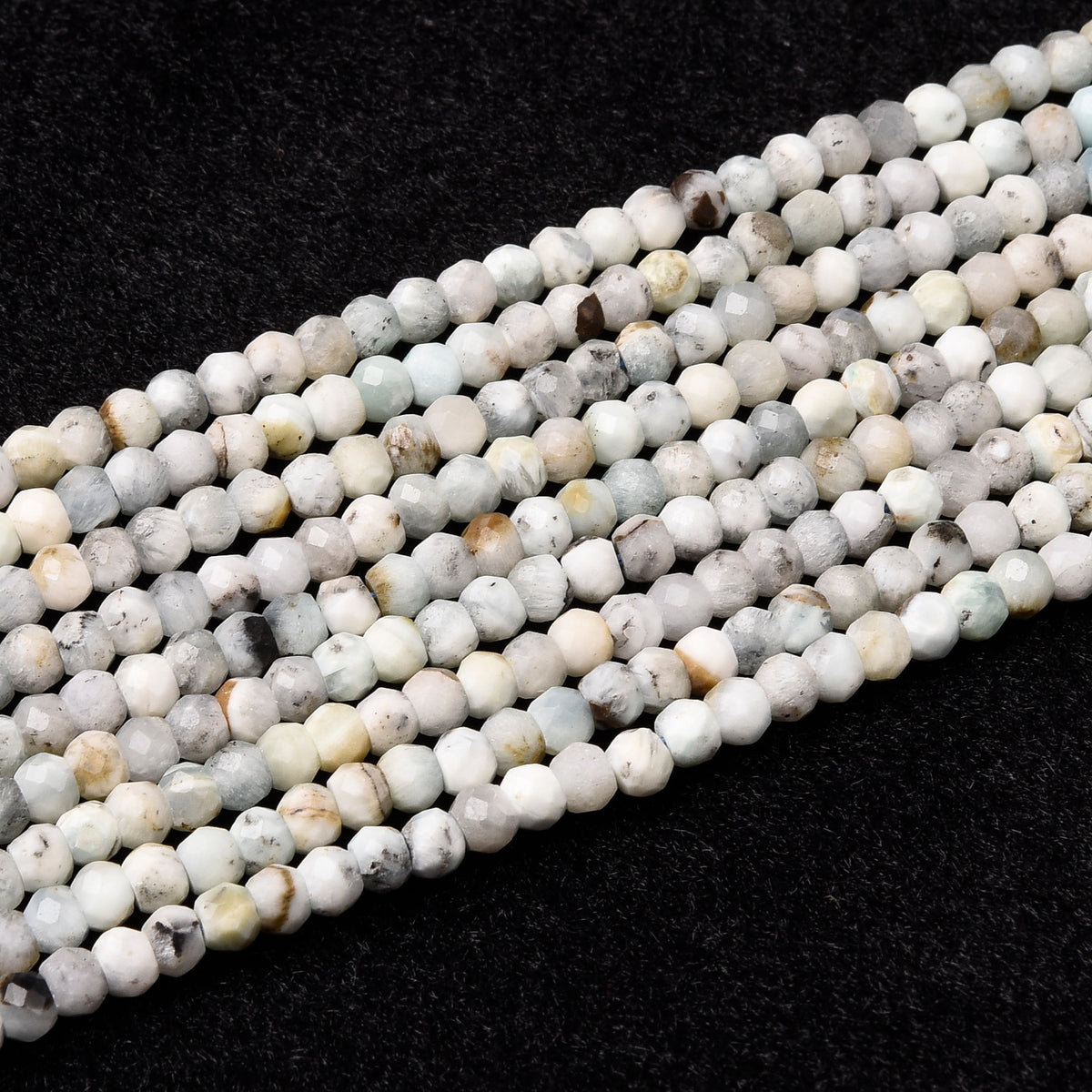 White / Blue / Black Spot Larimar Beads Strand