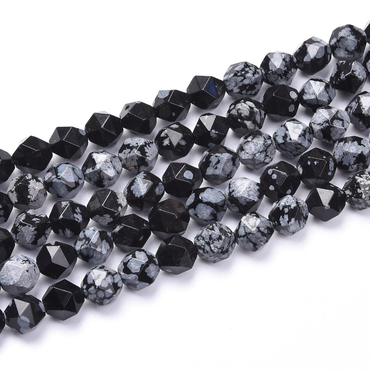 Black Snow Flake Beads Strand