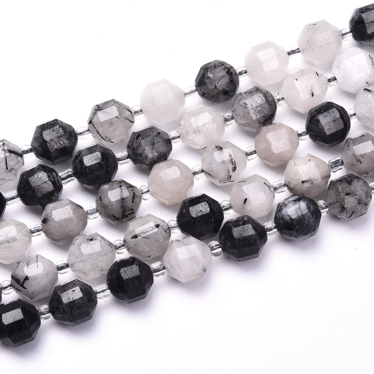 Black Rutilated Quartz Beads Strand