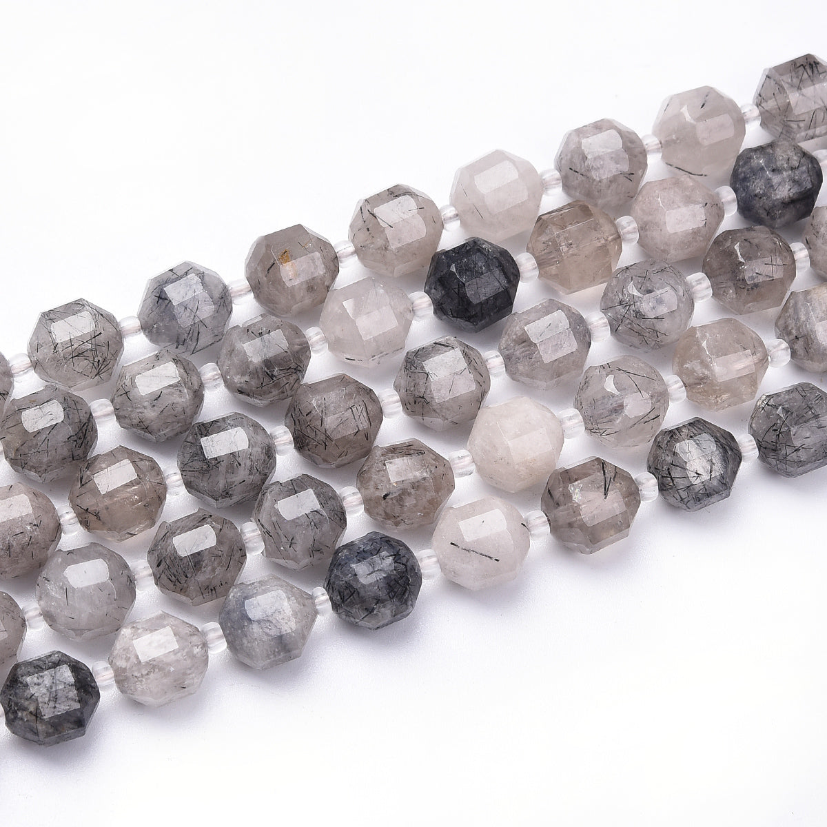 Black Rutilated Quartz Beads Strand