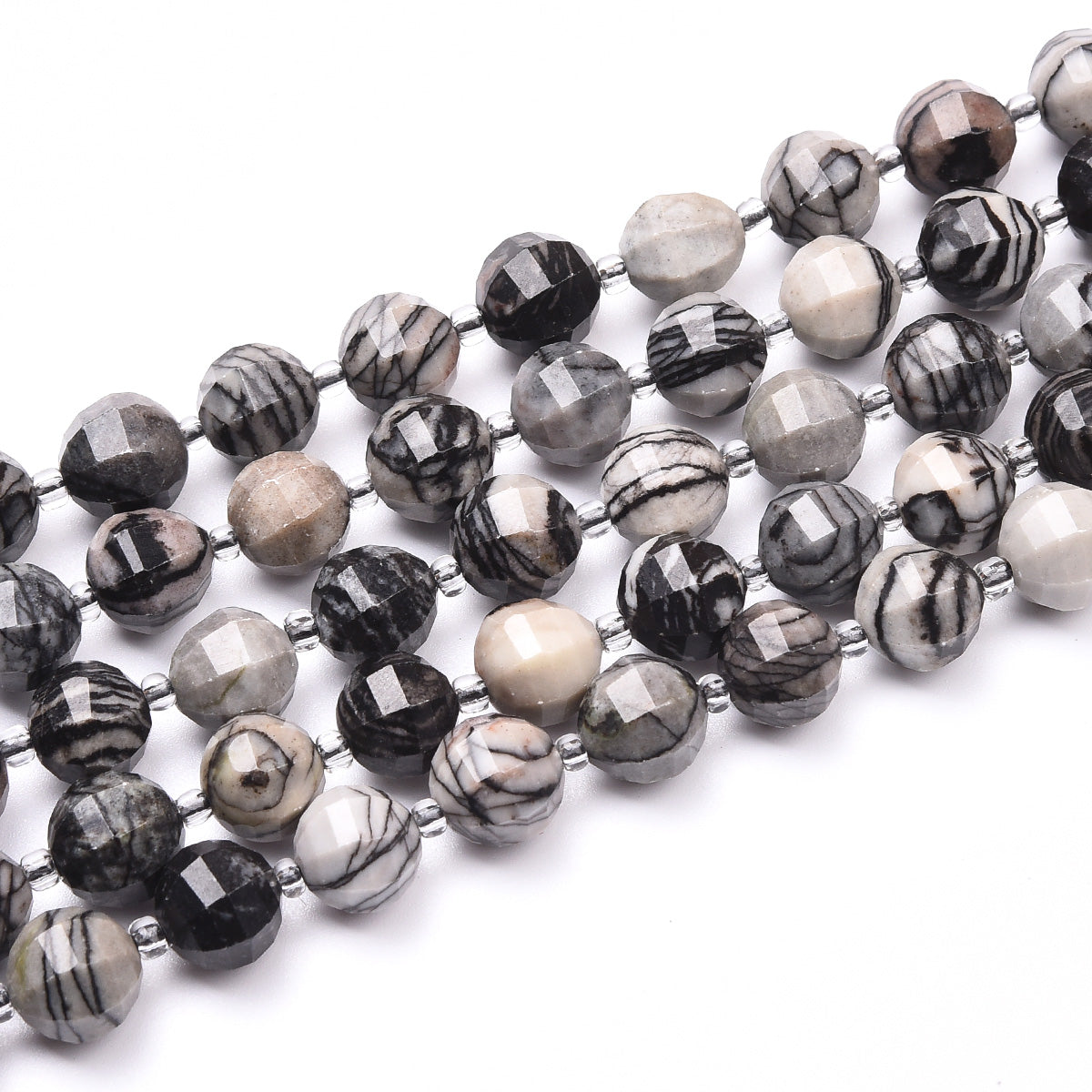 Black Veined Jasper Beads Strand