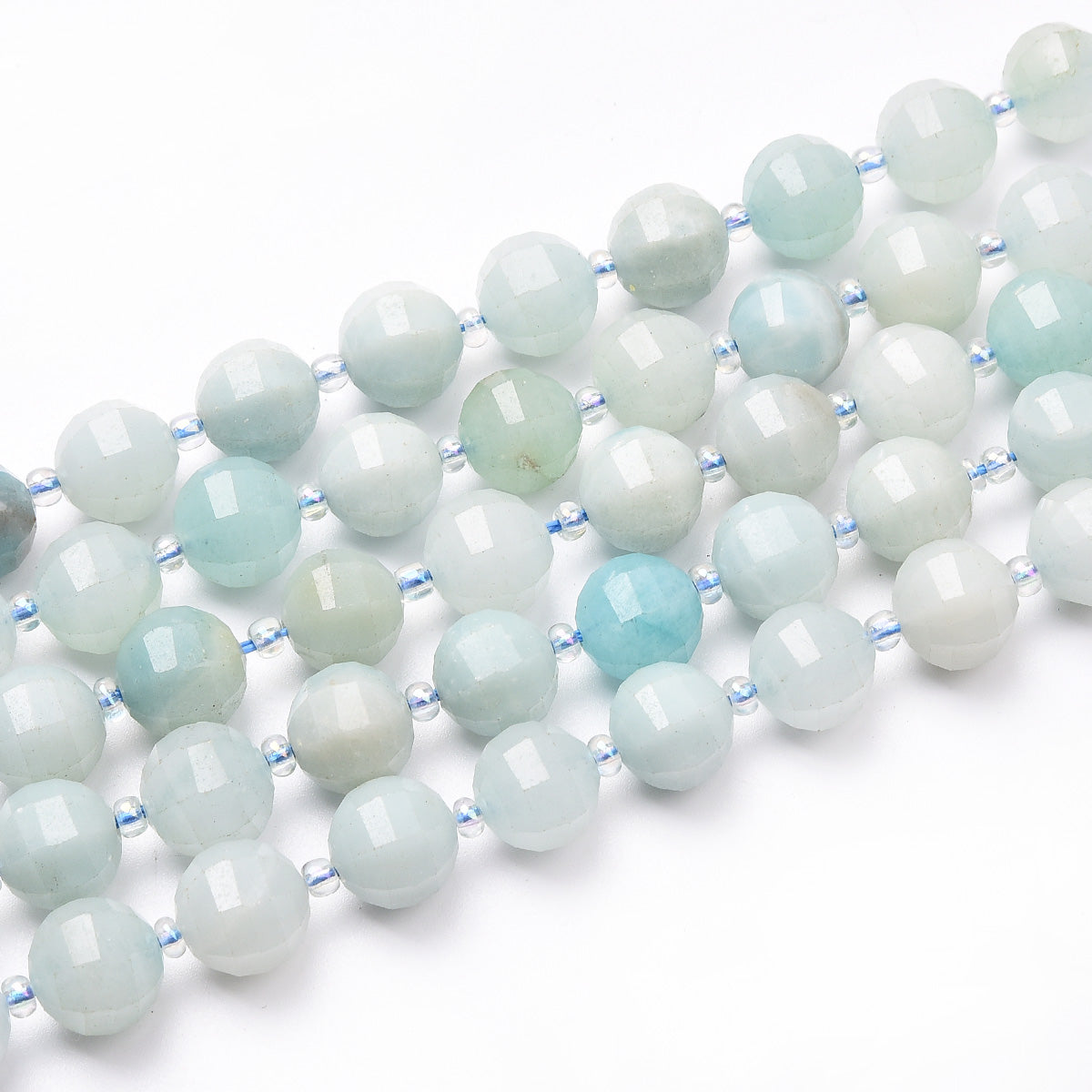 White / Blue Amazonite Beads Strand