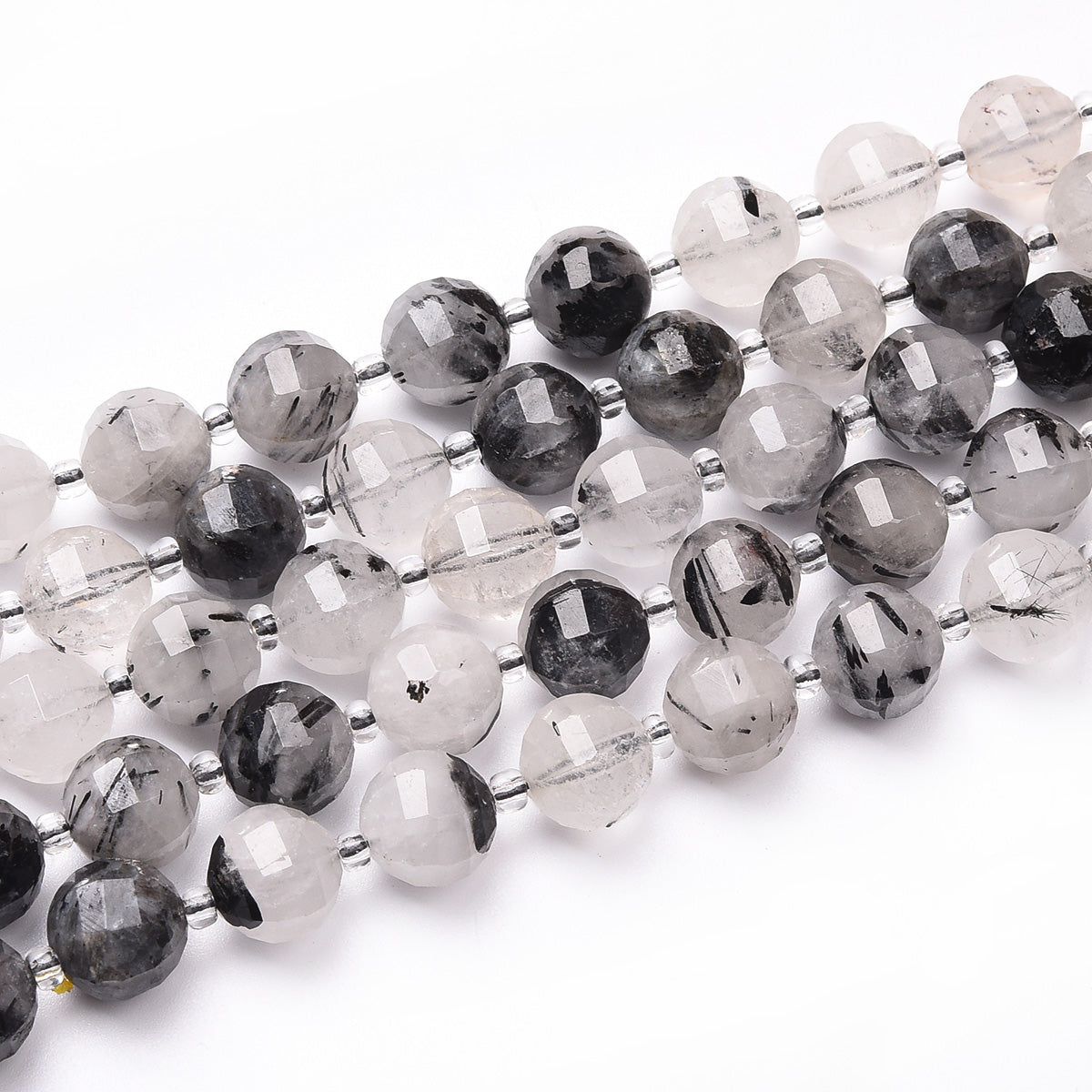 Black Rutilated Quartz Beads Strand