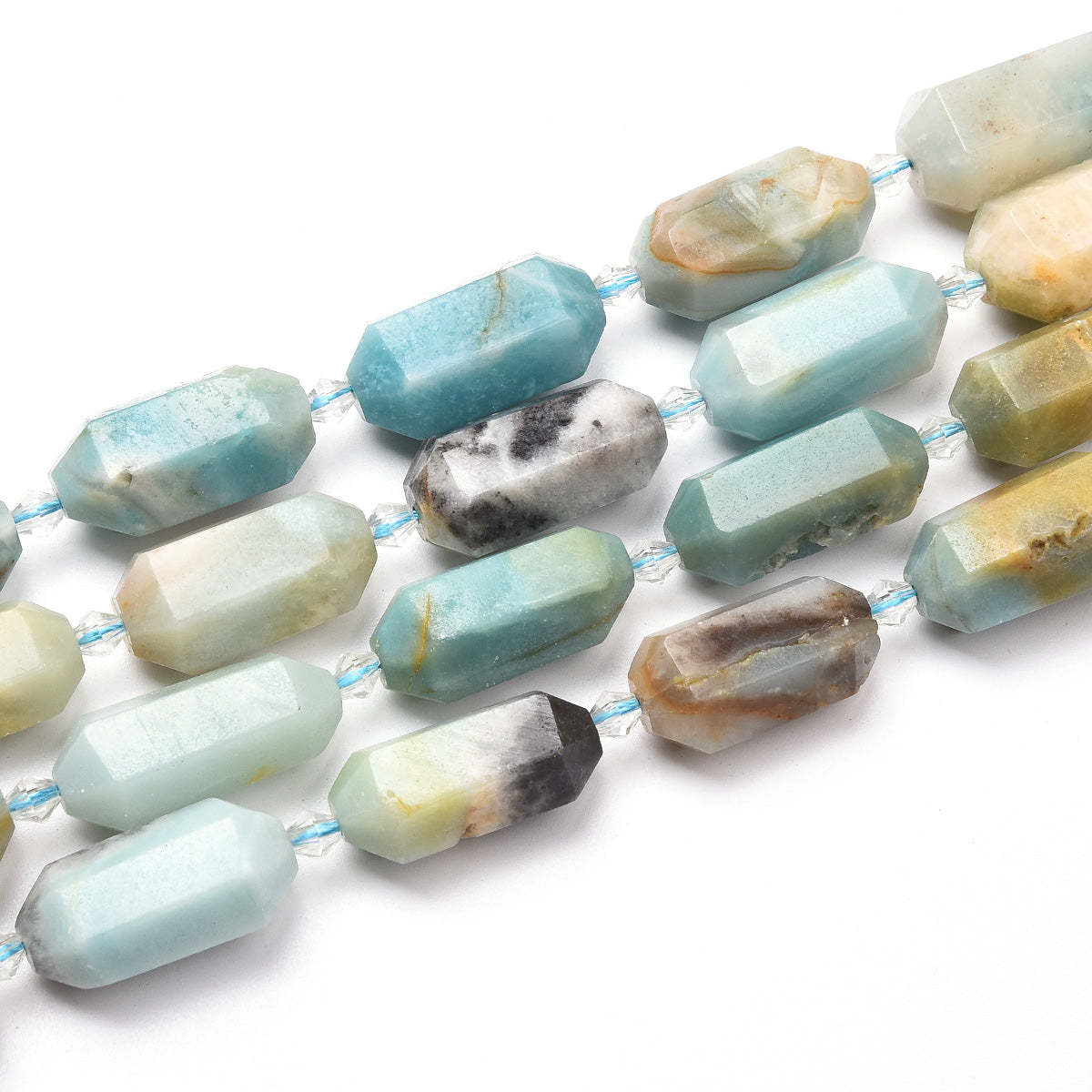 Teal  /Blue / Yellow Amazonite Beads Strand