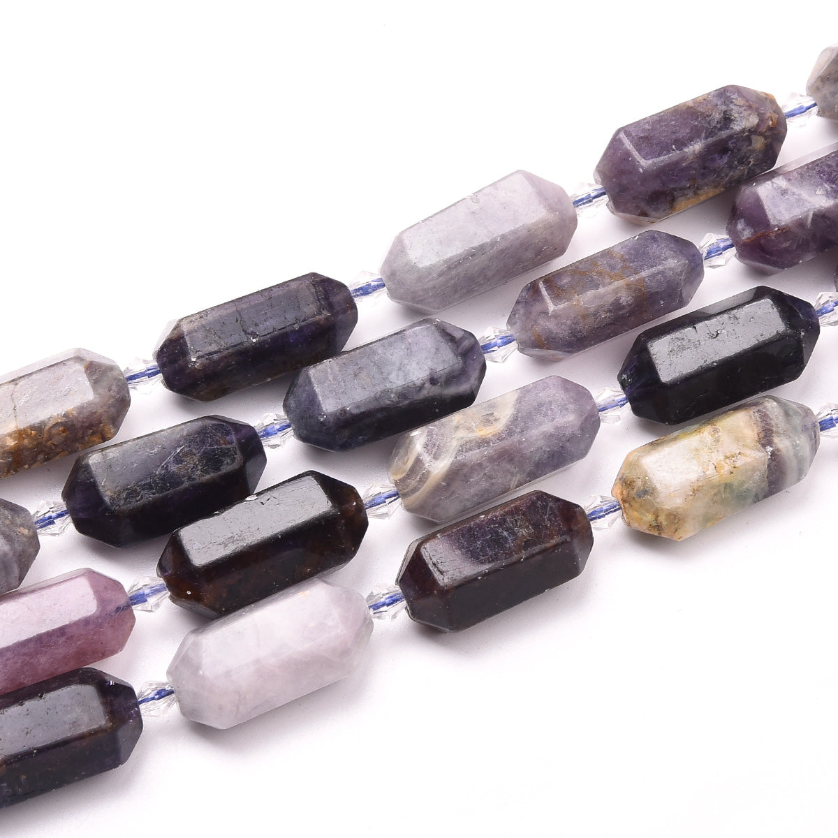 Purple / Black /Pink Fluorite Beads Strand