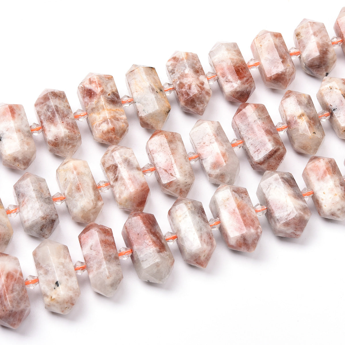 Pink / Brown Sunstone Beads Strand