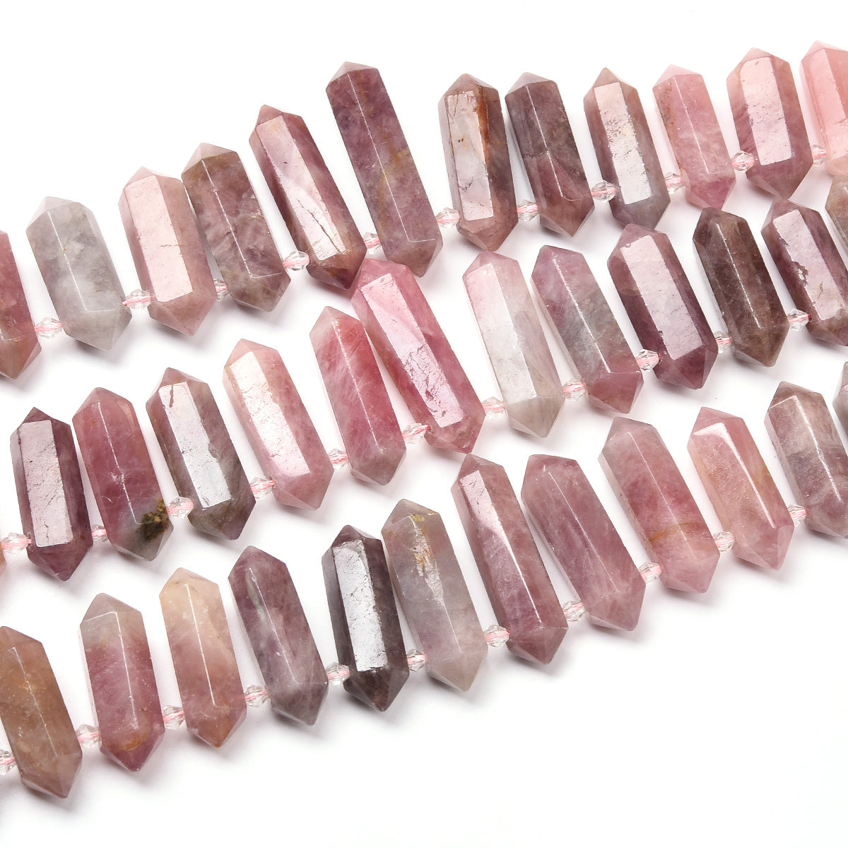 Dark Pink / Red Rose Quartz Beads Strand