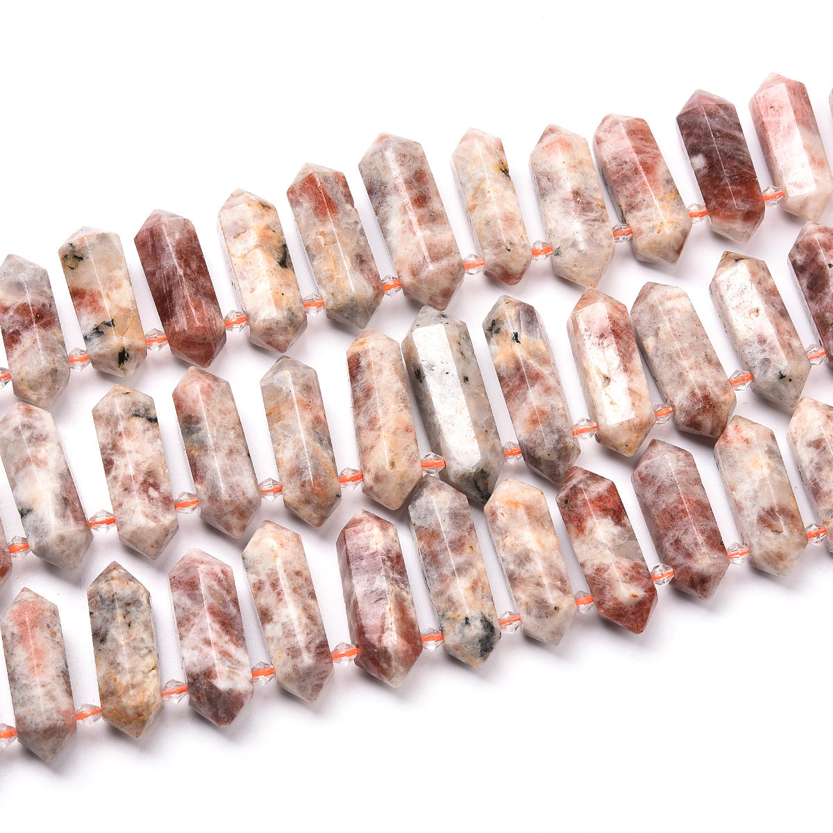 Pink / Brown Sunstone Beads Strand