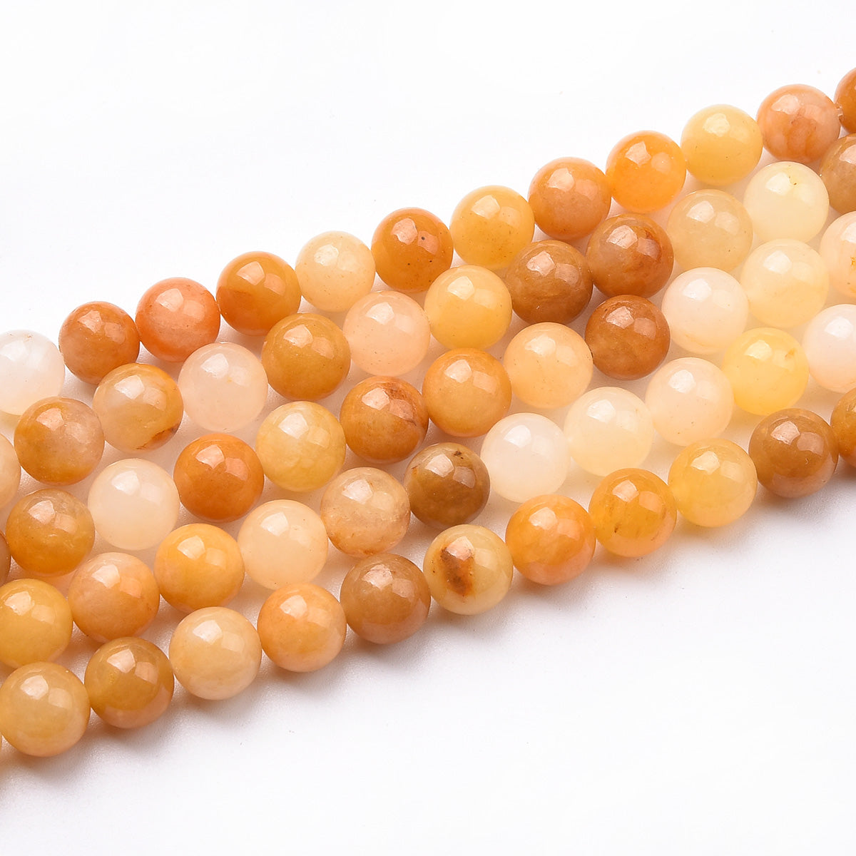 Deep Yellow Jade Beads Strand (Dyed)