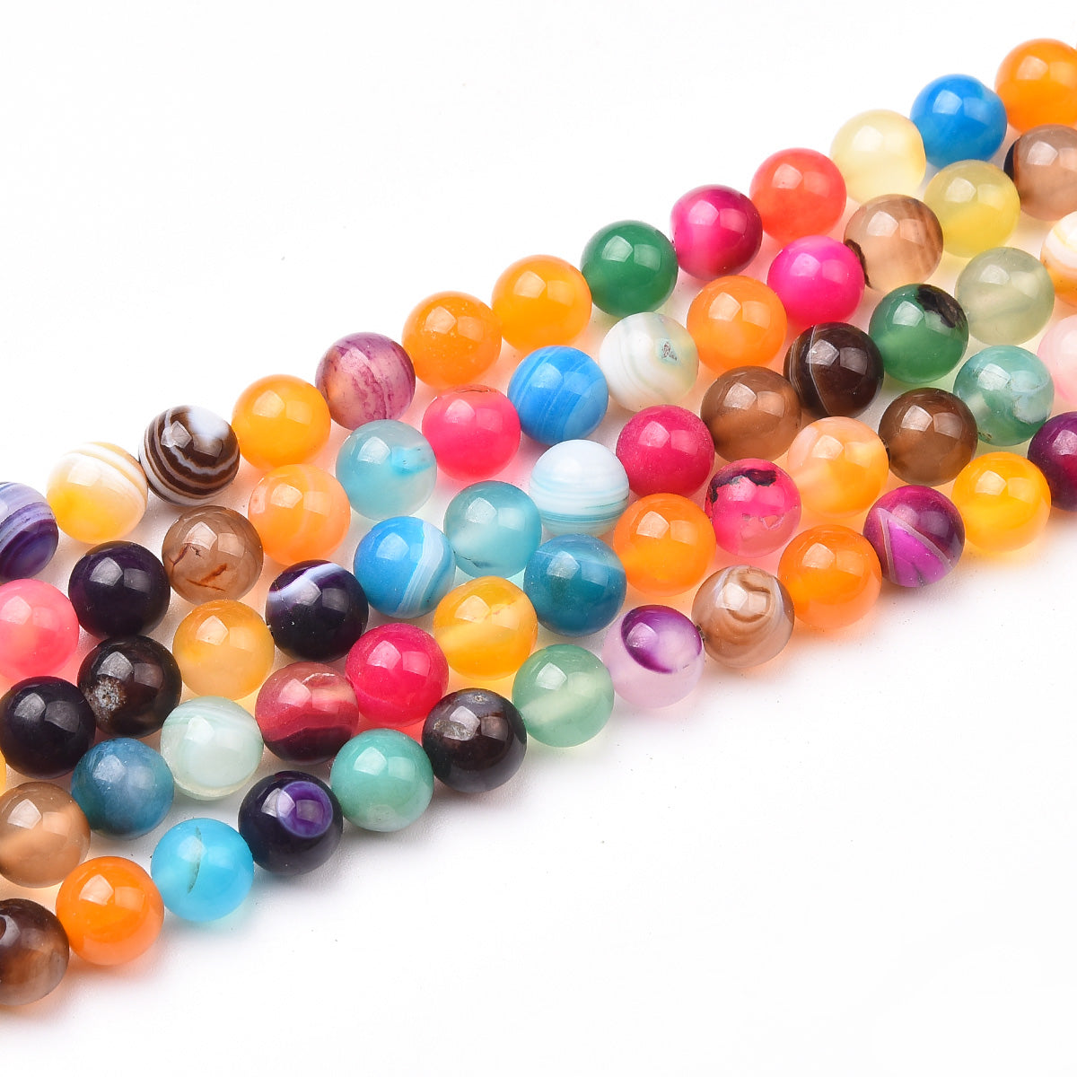 Mixed Color Agate Beads Strand (Dyed)