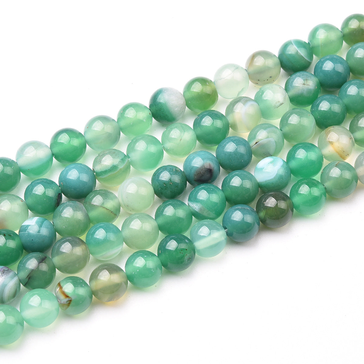 Green Striped Agate Beads Strand (Dyed)