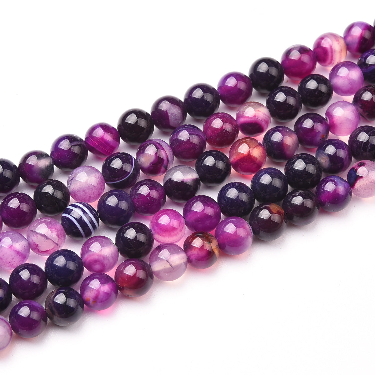 Purple Striped Agate Beads Strand (Dyed)