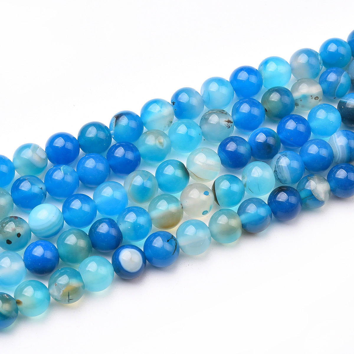 Blue Striped Agate Beads Strand (Dyed)