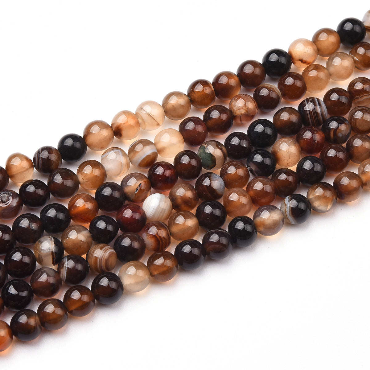 Black Striped Agate Beads Strand (Dyed)