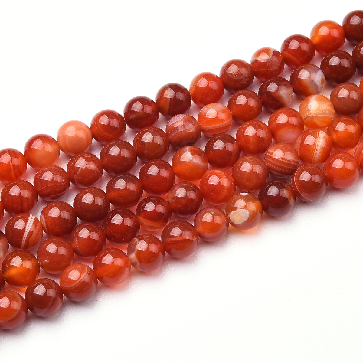 Red Striped Agate Beads Strand (Dyed)