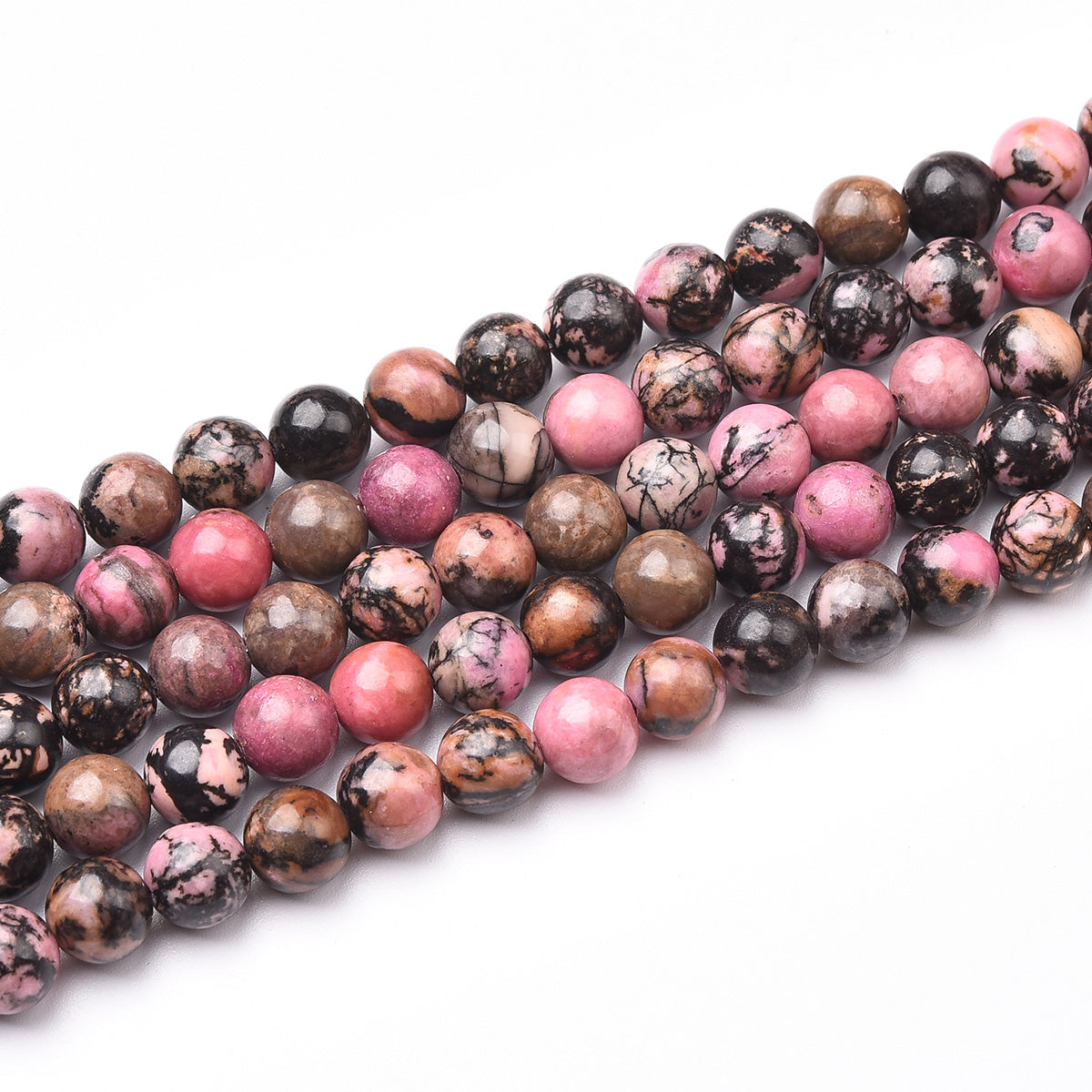 Black Veined Rhodonite Beads Strand (Dyed)