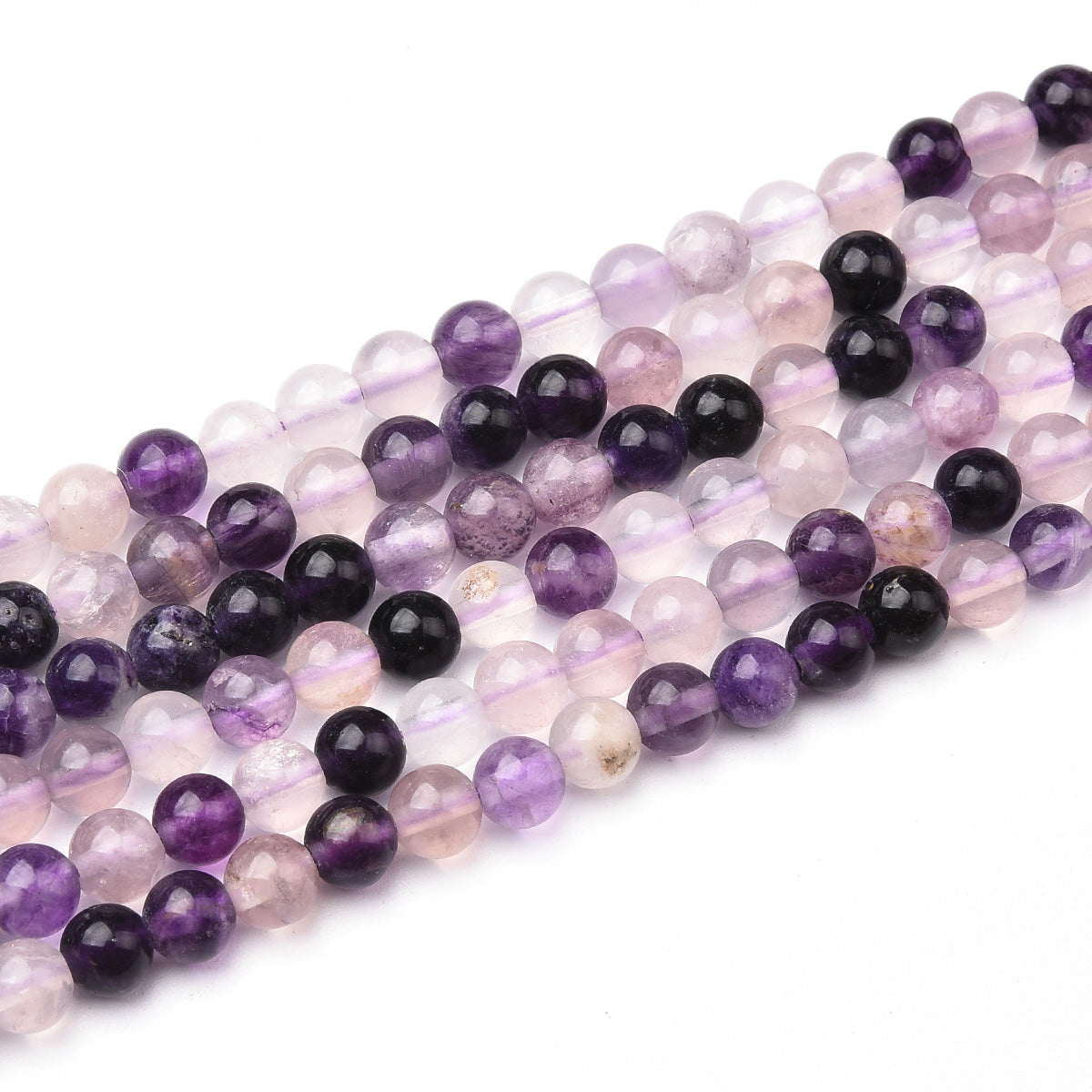 Black / Purple Fluorite Beads Strand (Dyed)