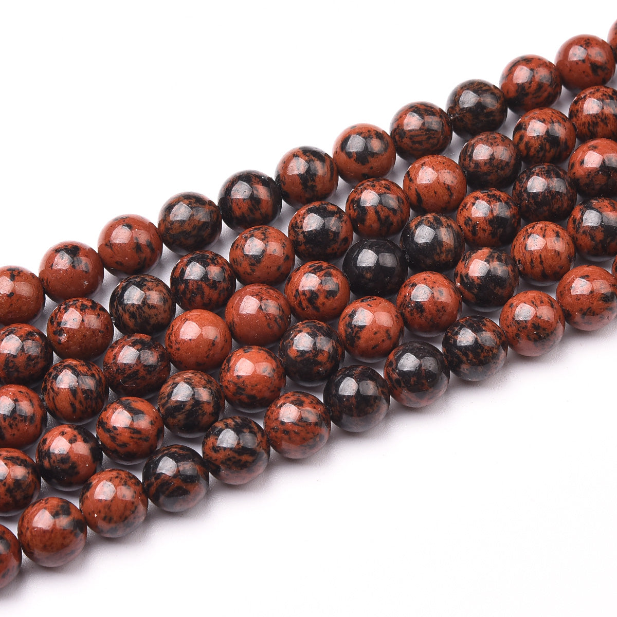 Natural Mahogany Obsidian Beads Strand (Dyed)