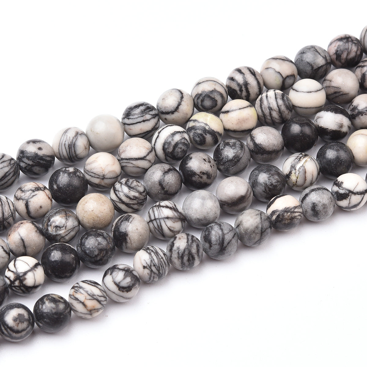 Black Veined Jasper Beads Strand (Dyed)