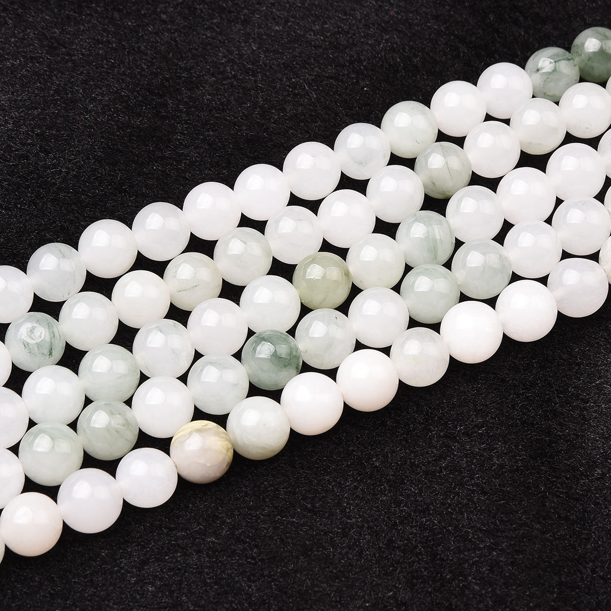 Chinese White / Green Xiu Jade Beads Strand (Dyed)