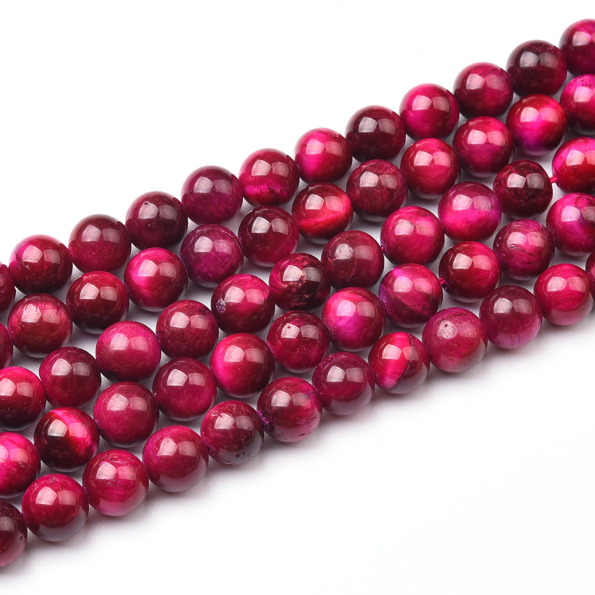 Dyed Red Fuchsia Tiger Eye Beads Strand (Dyed)