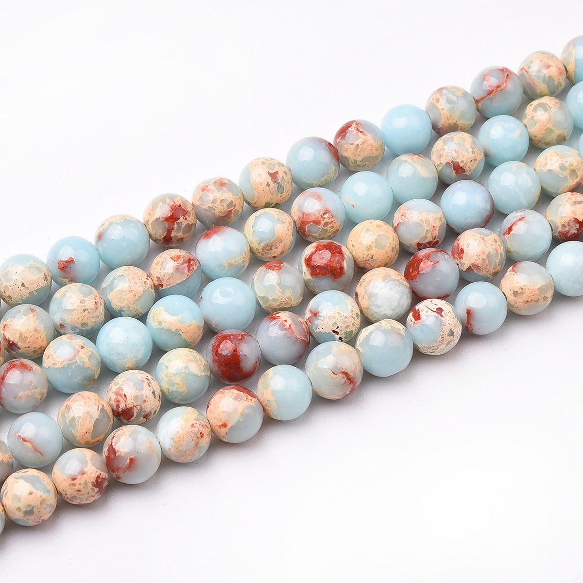 Impression Blue / Red  Jasper Beads Strand (Dyed)