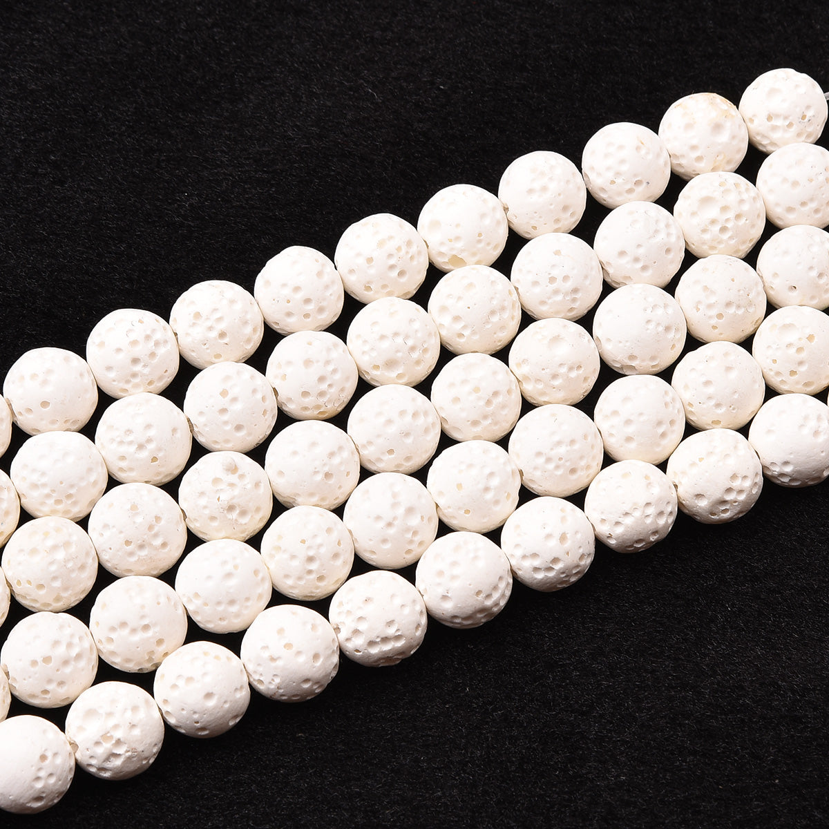 White Lava Rock Beads Strand (Dyed)