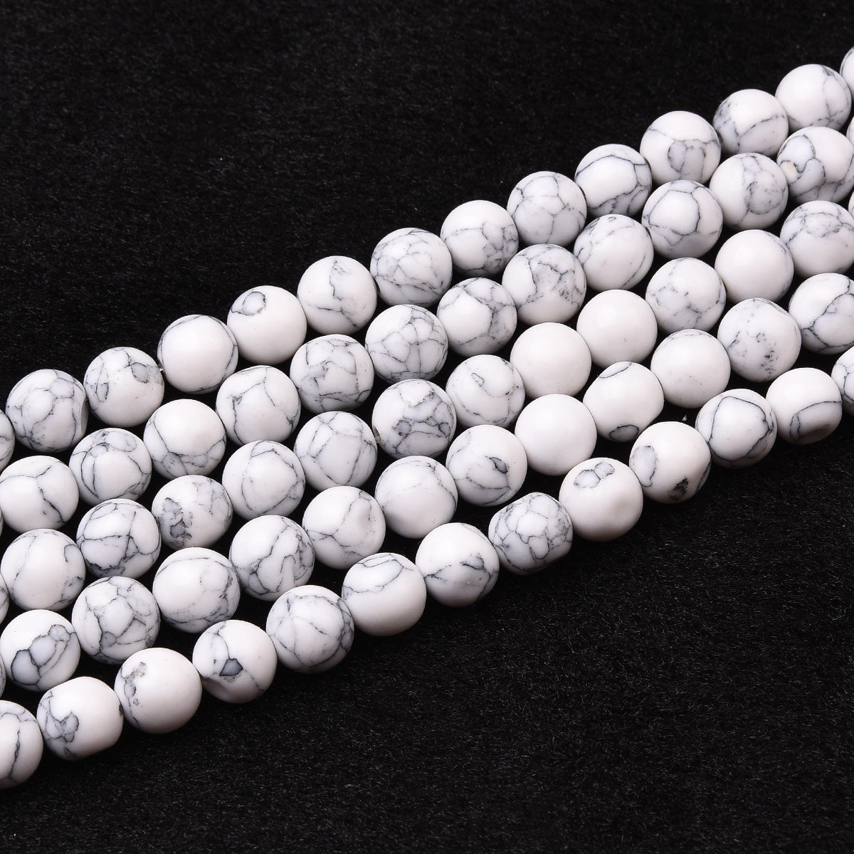 Black / White Howlite Beads Strand (Dyed)