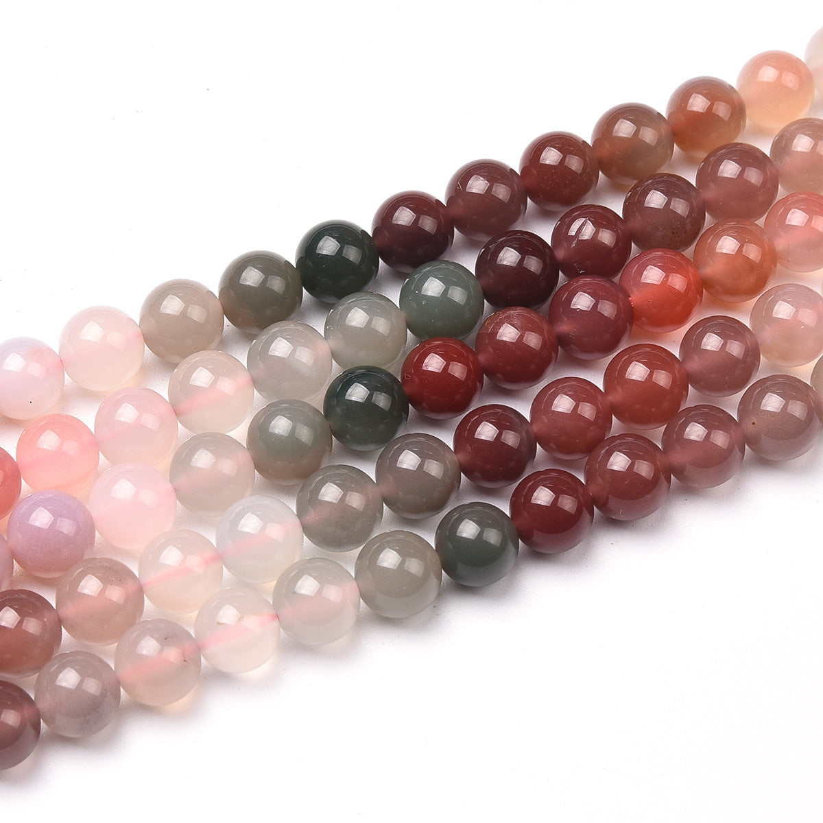 Multicolor Agate Beads Strand