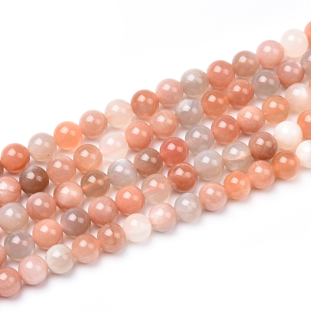 Orange / Gray / White Moonstone Beads Strand