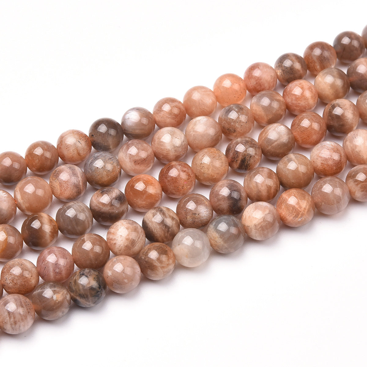 Pink / Brown / Cream / Grey Moonstone Beads Strand