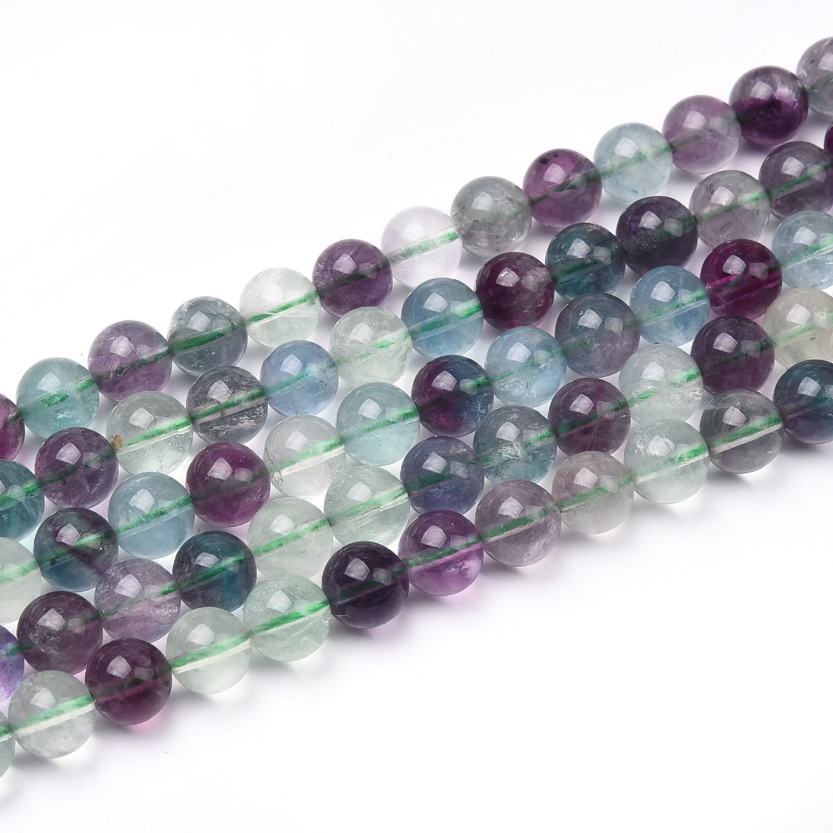 Purple / White Fluorite Beads Strand